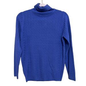 Cashmere Best Quality Turtleneck Sweater Womens Medium Purple Cable Knit Ribbed